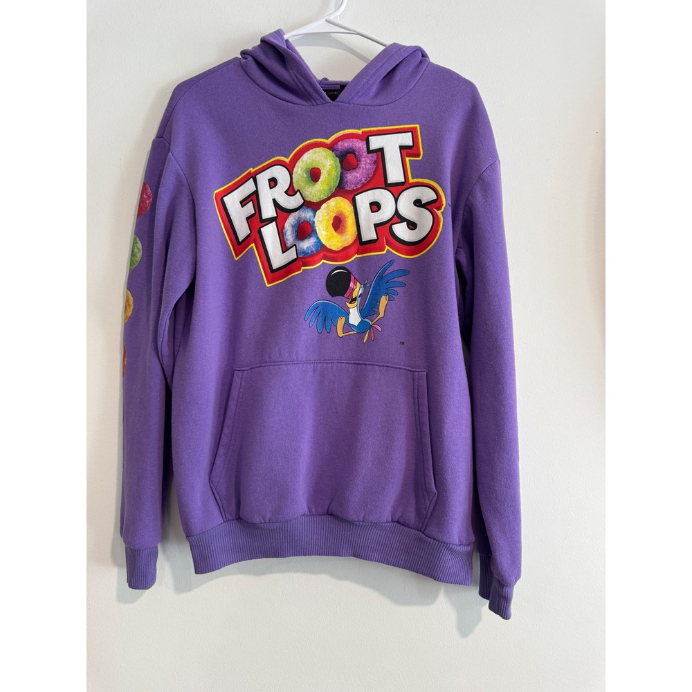 Kellogg's Froot Loops Hoodie Unisex Small Purple Toucan Sam Graphic Sleeve Print